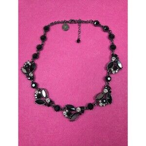 WHBM Gunmetal Black Rhinestone Statement Necklace | White House Black Market